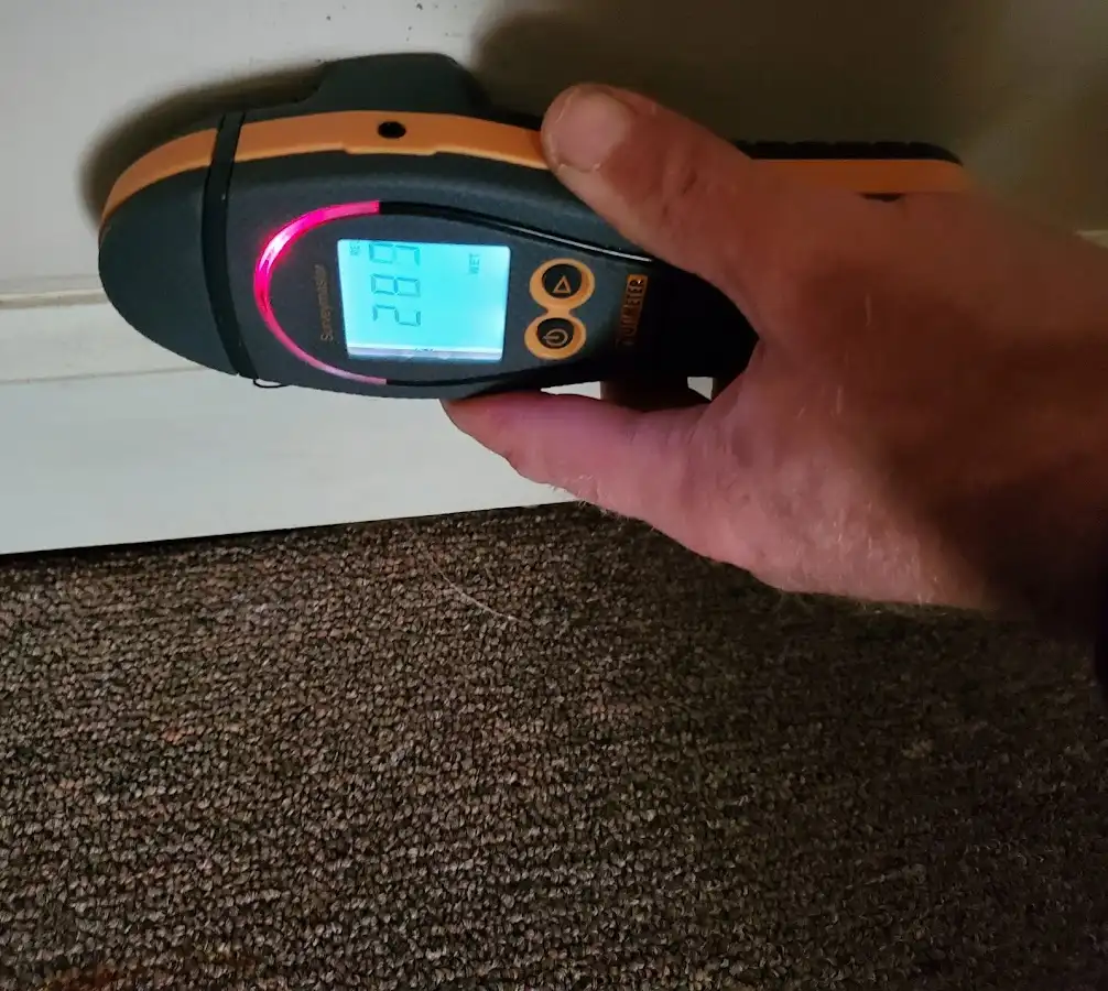 Moisture detection at baseboard during Mold Inspection & Testing in Eliot